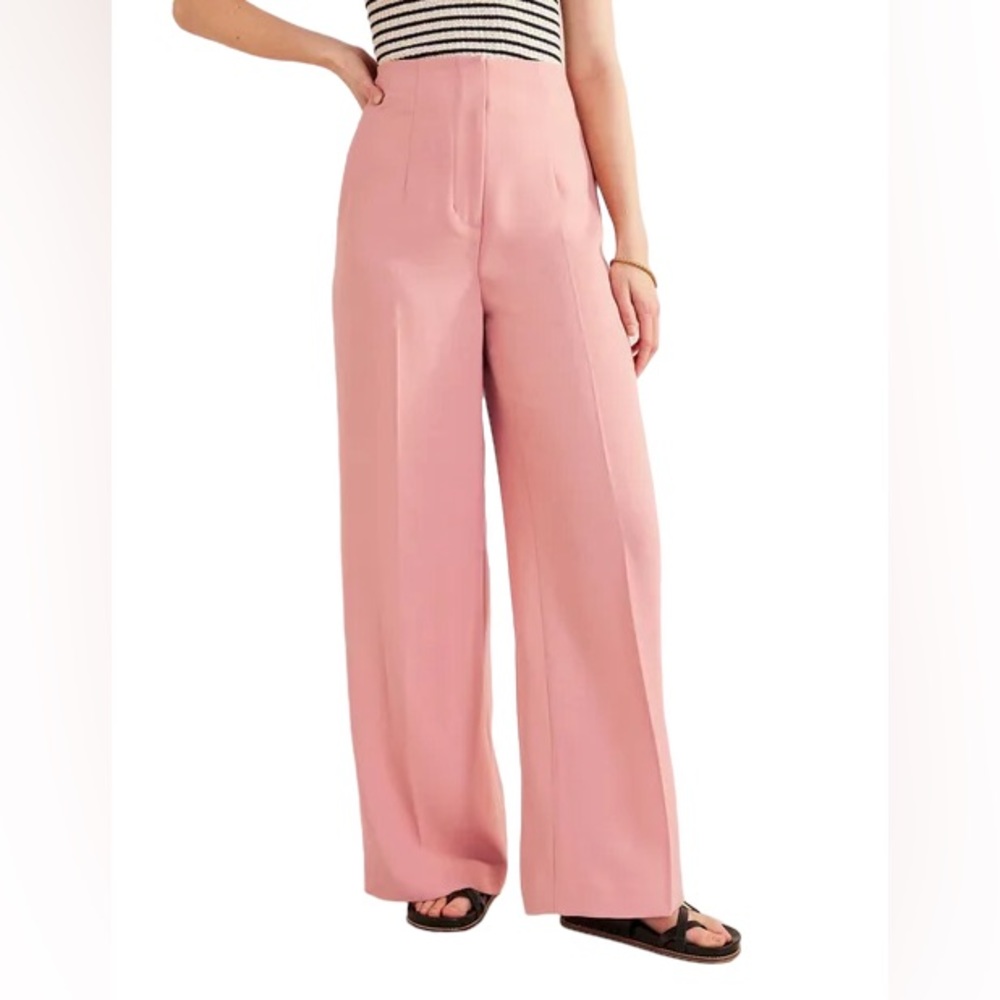 Boden Pants Women’s 4R Rose Pink Girly Femme Wide Leg Crepe High Waist NWT